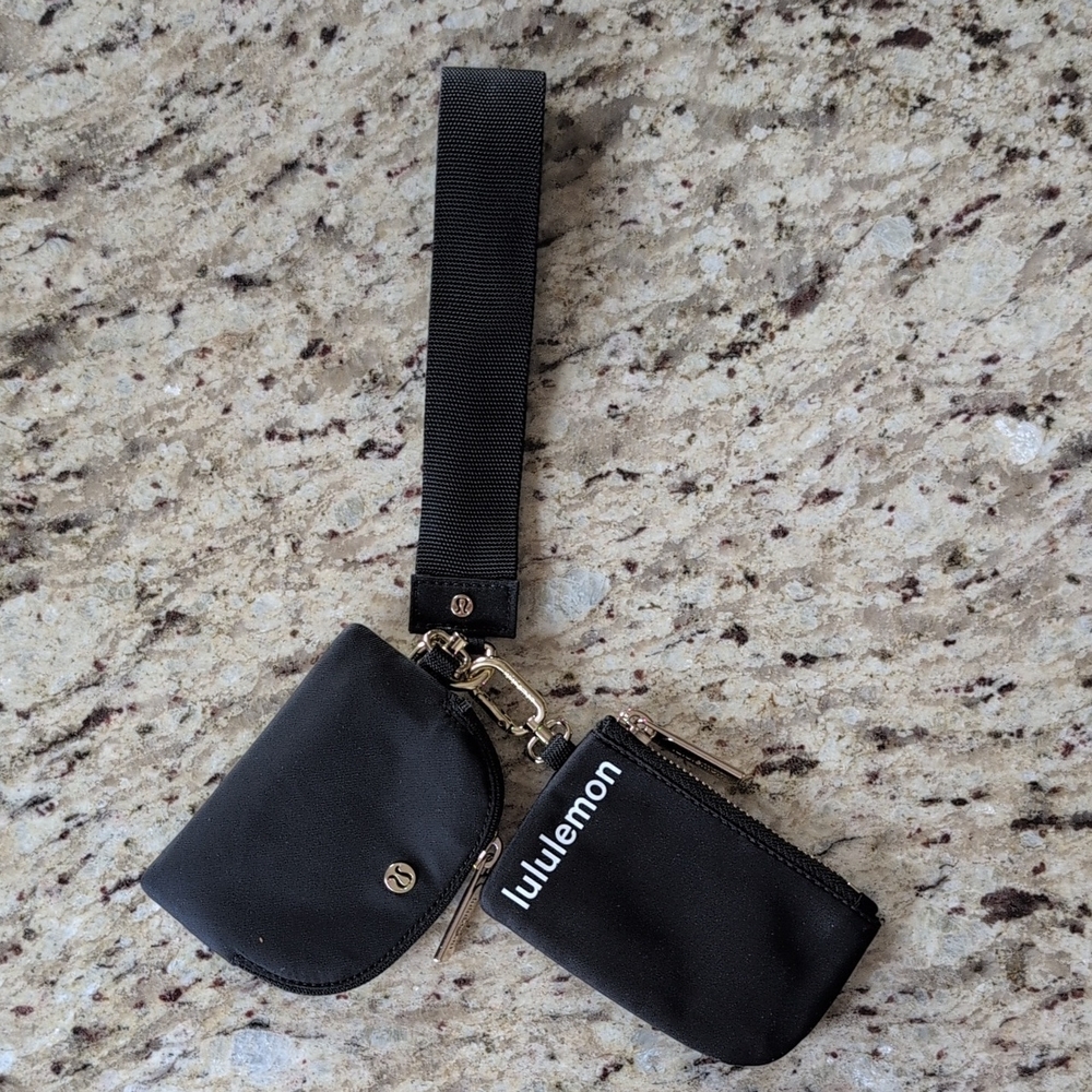 Lululemon Black Wristlet Keychain Pouch Set